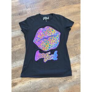 Lisa Frank Leopard Lips Graphic T-Shirt Women’s Small Black Y2K